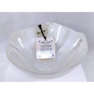 AKCAM Turkish White Opalescent Glass STARFISH Bowl Made‎ In Turkey